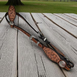 Tooled Leather One Ear Western Headstall