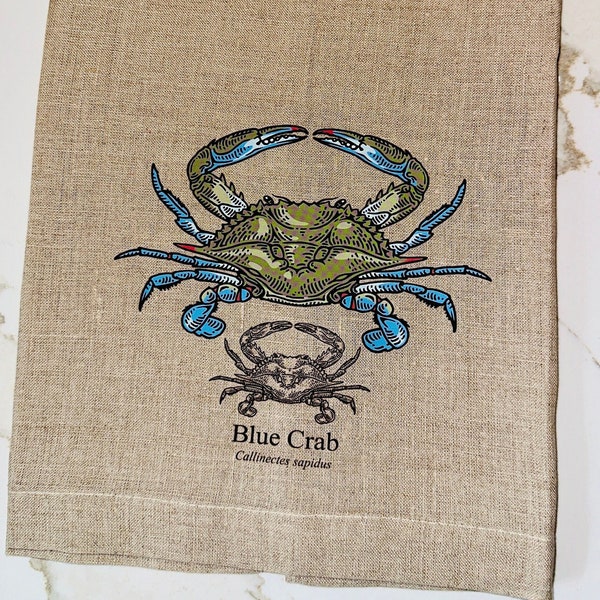 Chesapeake Bay Towels, Crab Towel, Maryland Blue Crab, Maryland Gifts, Linen Towels