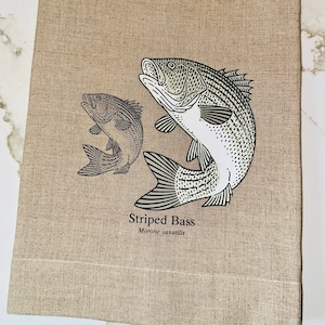 Chesapeake Bay Towel, Striped Bass Towel, Maryland Rockfish, Maryland Gifts, Linen Towel