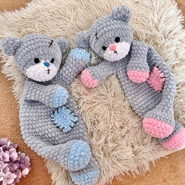 Crochet bear lovey pattern Baby animal lovey pattern for babies Crochet snuggler pattern
