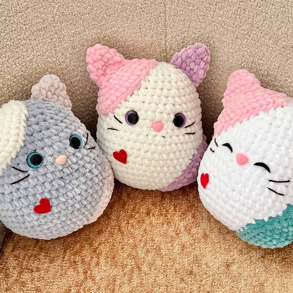Crochet cat pattern Amigurumi kitty pattern Cute Squishy animals Crochet squishmallow for kids