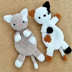 Crochet cat lovey pattern Amigurumi kitty plushie toy pattern Crochet snuggler pattern for kids Crochet cuddle kitten pattern