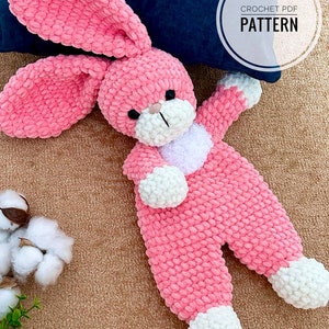 Crochet bunny lovey pattern Crochet snuggler pattern Amigurumi bunny rag doll tutorial