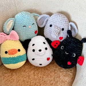 Pattern bundle Set of 5 toys: bunny, elephant, ladybug, duck, dalmatian puppy Crochet Valentine toys Cute squishy amigurumi Kawaii plushies