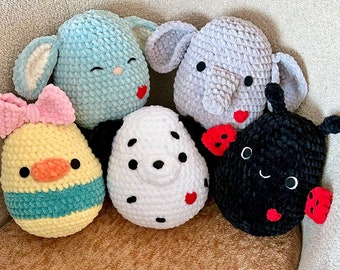 Pattern bundle Set of 5 toys: bunny, elephant, ladybug, duck, dalmatian puppy Crochet Valentine toys Cute squishy amigurumi Kawaii plushies