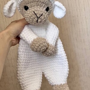 Crochet sheep snuggler pattern Cute crochet lovey pattern for kids Crochet lamb cuddler pattern image 2