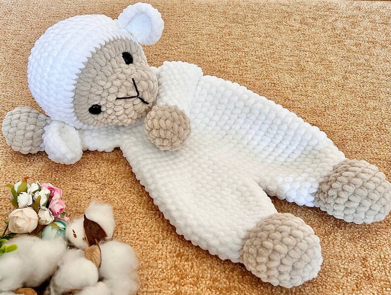 Crochet sheep snuggler pattern Cute crochet lovey pattern for kids Crochet lamb cuddler pattern image 5