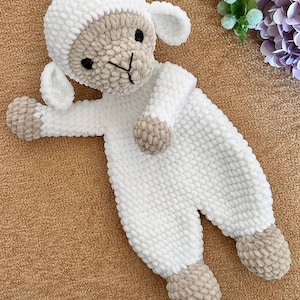 Crochet sheep snuggler pattern Cute crochet lovey pattern for kids Crochet lamb cuddler pattern image 3