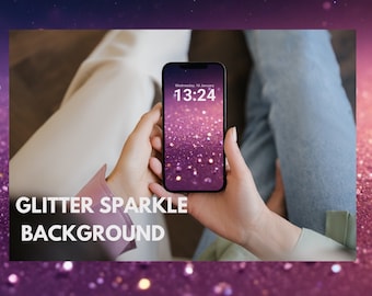 Violet Sparkle Phone Wallpaper, Sparkly Smartwatch Background, Glitter Apple Watch Wallpaper, Minimal Feminine Watch Face, Watch Screensaver