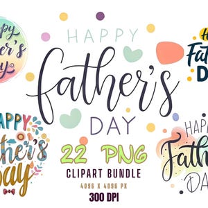 Paquete de imágenes prediseñadas PNG del Día del Padre. Feliz Día del Padre. Letras en acuarela. Papá, papá. Diseño de sublimación. Descripción gráfica del Día del Padre. Papá, png.