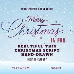 Christmas Script Clipart: Hand-Drawn Lettering, Gold, colorful (PNG Bundle)