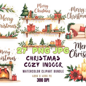 Christmas Book Clipart Bundle: Cozy Holiday Reading PNG (Digital Download, Commercial Use)