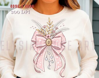 Girly Pink Halloween Bow PNG: Coquette Pumpkin Design (Digital Download)