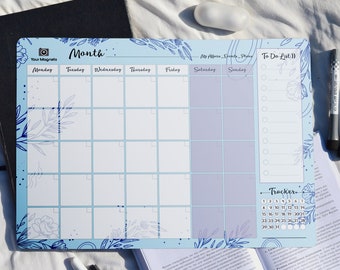 Agenda calendrier tableau magnétique bleu agenda de mois cadeau pour couple réfrigérateur calendrier organisation familiale décoration de cuisine grand aimant