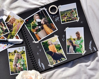 DIY Photo Album Handmade Scrapbook Black Pages Kraft Sketchbook Custom Family Photo Book DIY Journal Scrapbooking Remembering Gift for Her