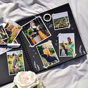 Album photo bricolage fait main, pages noires, carnet de croquis kraft, livre photo de famille personnalisé, journal bricolage, album souvenir, cadeau pour elle
