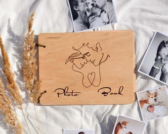 Scrapbook Libro fotografico in legno Mini album di nozze Album fotografico di coppia Libro artigianale Libro degli ospiti da viaggio in legno personalizzato Regalo di anniversario