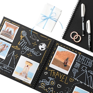 Borrador de álbum de fotos de bricolaje, impresiones fotográficas, álbum de recortes de papel negro, álbum de recortes, libro de fotos de regalo Bestie, álbum de recortes personalizado, despedida de soltera