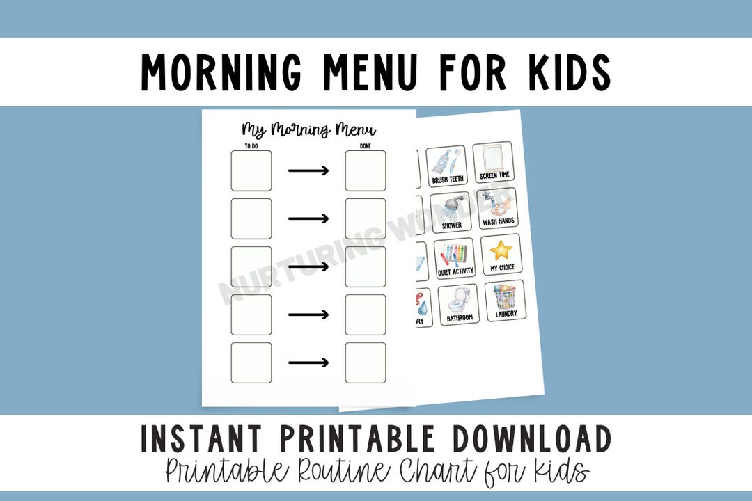 Kids Morning Menu Visual Routine Chart | PDA Friendly Homeschool ...