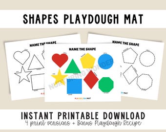 Shapes Playdough Mat Printable | Primary Colors | Fine Motor Sensory Activity | Toddler Preschool Montessori