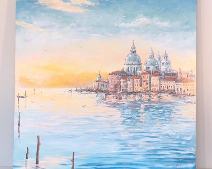 Venice Painting: Original Italy Acrylic Cityscape, Modern Wall Art