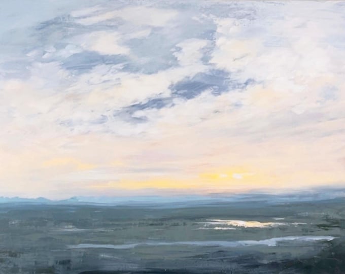Quiet Horizon Landscape Painting. Acrylic, Canvas, 48x36 inches