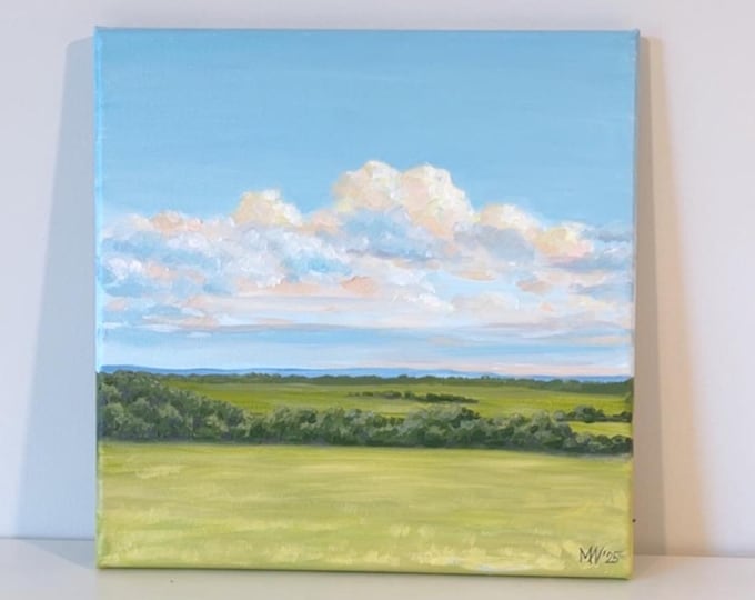 Landscape Acrylic Painting: Original Fine Art, Wall Art (12x12in)