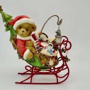 Cherished Teddies -   Nate &quot;Santa&#39;s Sleigh Is On Its Way&quot; #118390 Limited Edition Collectible Figurine