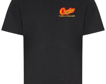 Camiseta negra bordada de Chorley FM, tallas L, M y XL. Regalo de Navidad perfecto para los fans de la comedia y de Peter Kay, Phoenix Nights.