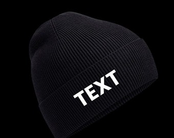Black Beanie with and embroidered personalisation added (up to 20 characters)
