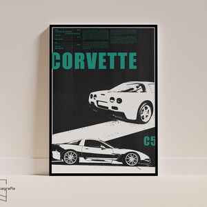Póster del Chevrolet Corvette C5 / póster de coche, muscle car, coches clásicos, decoración del hogar, decoración de pared, ilustración, regalo de Navidad, regalo de cumpleaños
