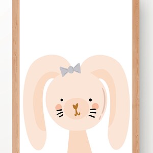 Bunny illustration Simple Nursery Wall Art, Bunny Nursery Decor, Rabbit Print for digital download