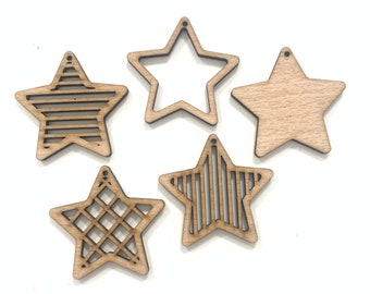 10x Christmas tree star ornaments