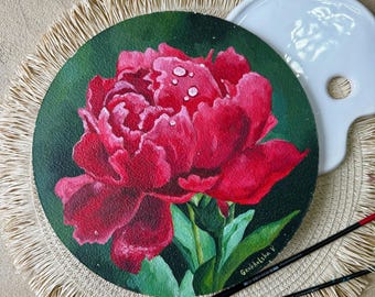Original flowers painting - Peony Acrylic Painting - Botanical Wall Art - Floral Artwork - Realism art - Pink peonies - Nature Decor