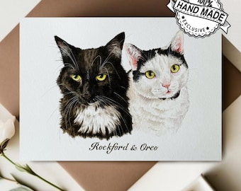 Custom Cat Portrait Watercolor Painting – Pet Portrait from Photo – Personalized Gift for Cat Lovers – Animal Portrait – Pet Memorial