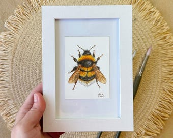 Original ACEO Watercolor Bee Painting - Trading cards - Insect Art - Miniature Nature Illustration
