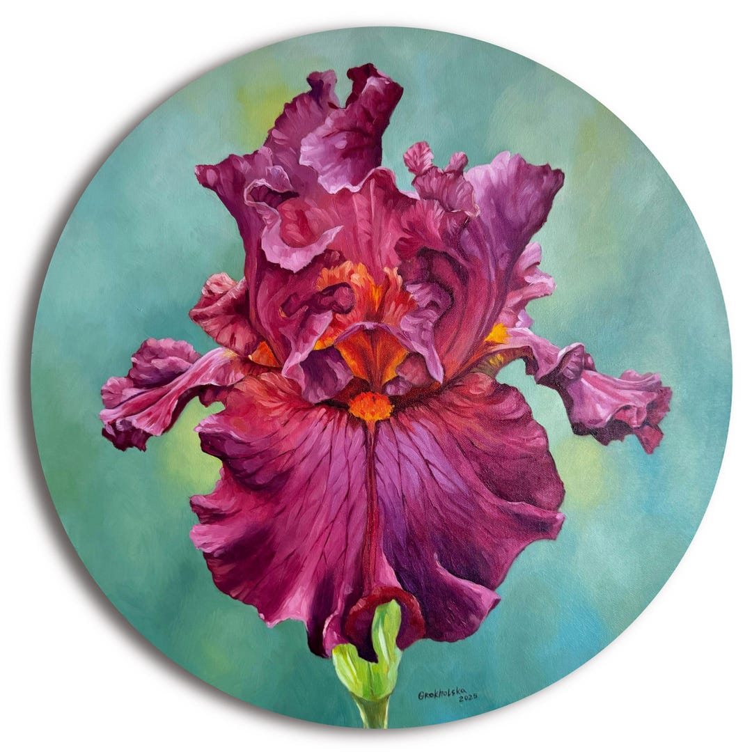 Original Iris Oil Painting • Floral Wall Art • Farmhouse Decor • Flower ...