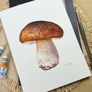 Original Watercolor Porcini Mushroom Painting – Edible Mushrooms – Botanical Prints – Kitchen Decor – Fungi Boletus edulis