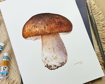 Original Watercolor Porcini Mushroom Painting – Edible Mushrooms – Botanical Prints – Kitchen Decor – Fungi Boletus edulis