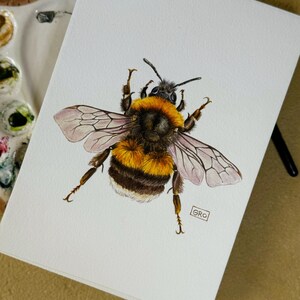 Unique watercolor bumblebee painting: bring natural beauty into your interior.