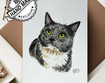 Aangepaste aquarel huisdier portret – Handgemaakte herdenkingskunst