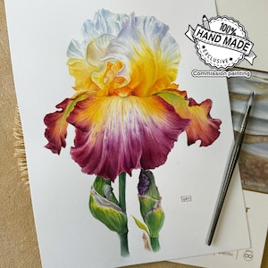 Auftragsarbeit - Kundenspezifisches Aquarell Gemälde - Blumen Kunstwerk - Personalisierte Pflanzen Illustration - Blumenkunst - Wand Dekoration