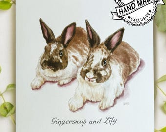 Custom Watercolor Bunny Portrait – Personalized Pet Art