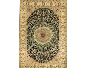 Pakistani Handmade Rug Double Knotted Wool & Silk Rug - Size 6x9 | Hand Knotted Oriental Area Rug | Luxury Floral Medallion Handmade Carpet