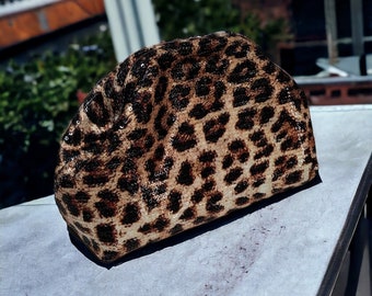 Sequin Leopard Fabric Bag, Women's Bag, Handmade Stylish Bag, Sequin Embroidered Bag, Lined Clutch Bag, Shiny Special Occasion Bag