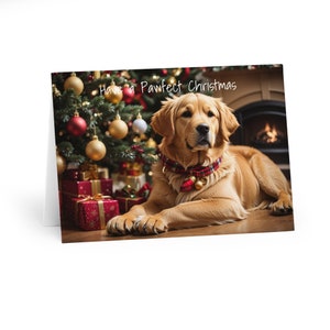 Preciosas tarjetas navideñas con motivos de Golden Retriever (paquete de 5)