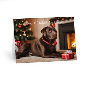 Pacote com 5 lindos cartões de Natal Chocolate Labrador (pacote com 5)