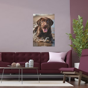 Adorable Chocolate Labrador Puppy. Indoor and Outdoor Silk Posters