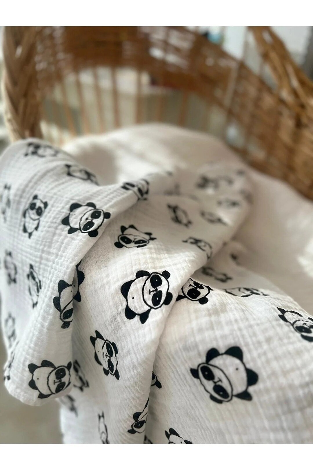 Double Layered Muslin Baby Blanket Panda Design 100 Organic Etsy