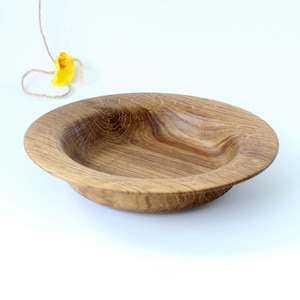 Deep wooden plate classic handmade made of oak D 22 cm / D 8,66 inches